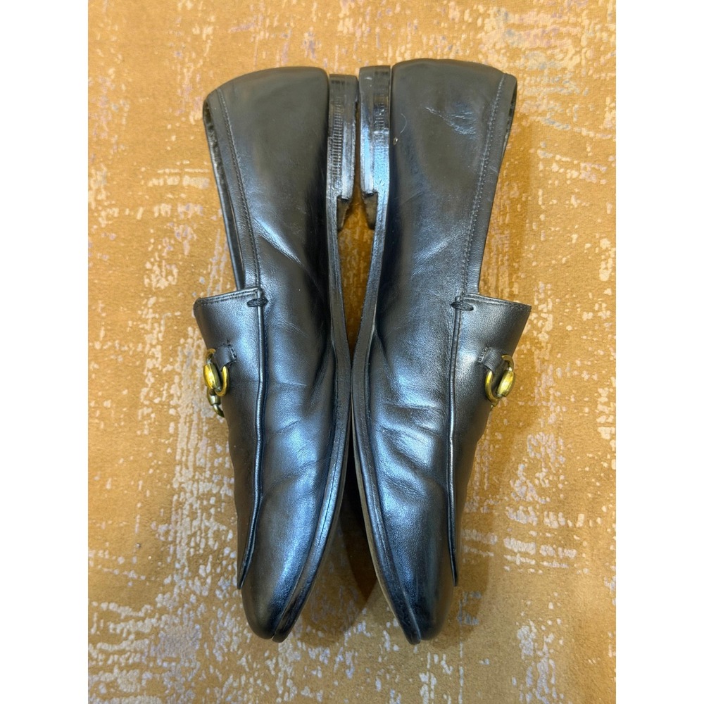 Gucci Brixton Black Leather Horsebit Loafers Collapsible Heel Mens 7 / Womens 9 - Picture 3 of 7
